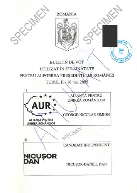 ALEGERI PREZIDENȚIALE - TURUL 2 BEC a publicat machetele buleltinelor de vot pentru 18 mai